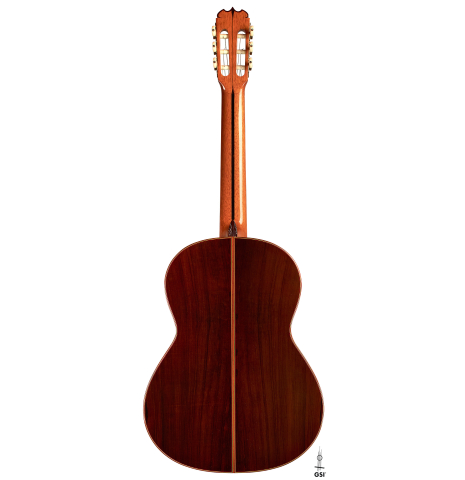 The back of a 2003 Jose Ramirez &quot;Centenario&quot; classical guitar made of cedar and CSA rosewood