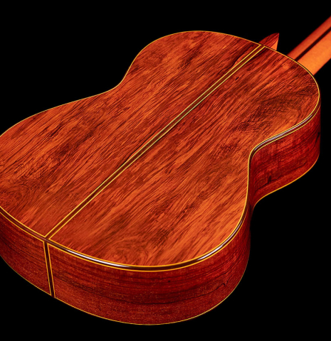 The back of a 2007 Jose Ramirez "1a C650-AP" classical guitar made of spruce and CSA rosewood.
