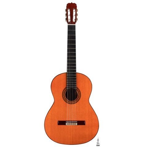 This is the front of a Jose Ramirez &quot;1a&quot; classical guitar built in 1978 on a white background. It has a cedar soundboard and Indian rosewood back and sides.