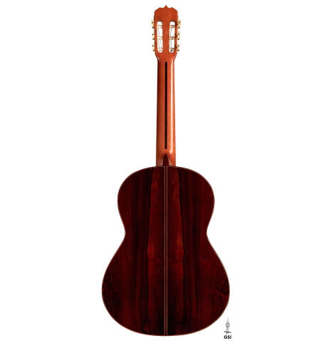 The back of a 1969 Jose Ramirez "1a" classical Spanish guitar made with cedar and CSA rosewood.