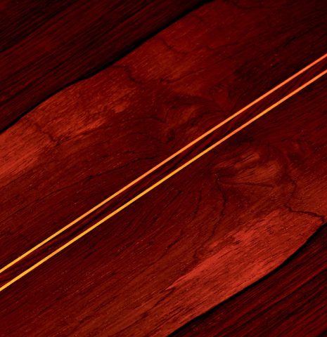 The back of a 1969 Jose Ramirez "1a" classical Spanish guitar made with cedar and CSA rosewood.