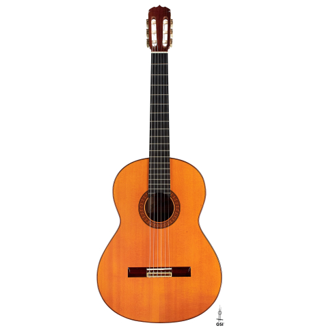 The front of a 1965 Jose Ramirez &quot;1a AM&quot; SP/CSAR classical guitar made by Antonio Martinez.