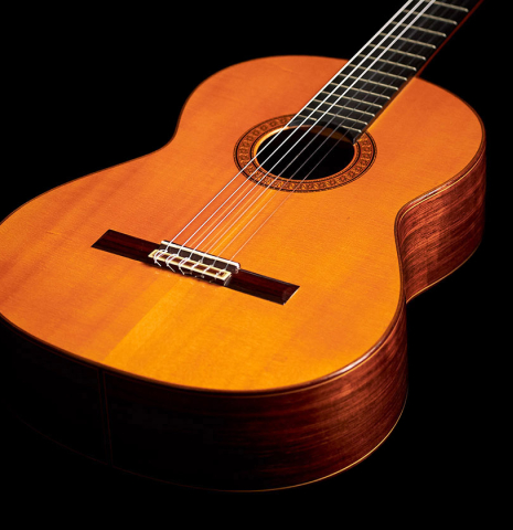 The front of a 1965 Jose Ramirez &quot;1a AM&quot; SP/CSAR classical guitar made by Antonio Martinez.