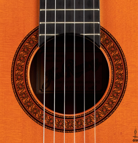 The rosette of a 1965 Jose Ramirez &quot;1a AM&quot; SP/CSAR classical guitar made by Antonio Martinez.