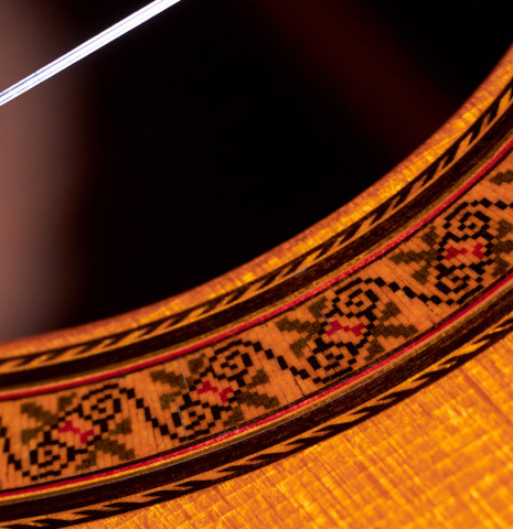 The rosette of a 1965 Jose Ramirez &quot;1a AM&quot; SP/CSAR classical guitar made by Antonio Martinez.