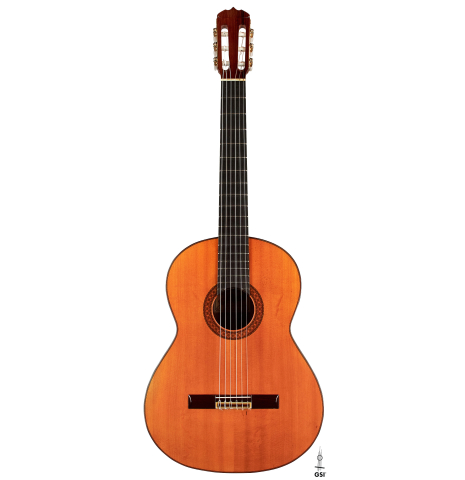 The front of a 1964 Jose Ramirez "1a AM" SP/CSAR classical guitar made by Mariano Tezanos with spruce top and CSA rosewood on a white background.
