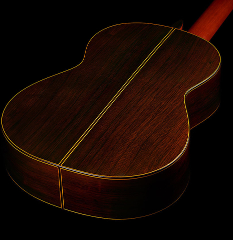 The back and sides of a 1964 Jose Ramirez "1a AM" SP/CSAR classical guitar made by Mariano Tezanos with spruce top and CSA rosewood.