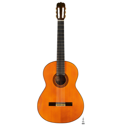 The front of a 1964 Jose Ramirez "1a AM" SP/CSAR classical guitar made by Mariano Tezanos with spruce top and CSA rosewood on a white background.