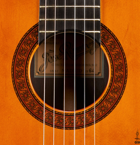 The rosette of a 1964 Jose Ramirez "1a AM" SP/CSAR classical guitar made by Mariano Tezanos with spruce top and CSA rosewood.