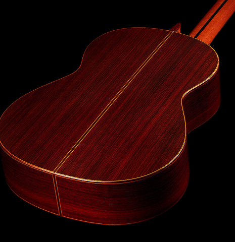 The back and sides of a 1969 Jose Ramirez "1a AM" CD/IN classical guitar made by Antonio Martinez with cedar and Indian rosewood