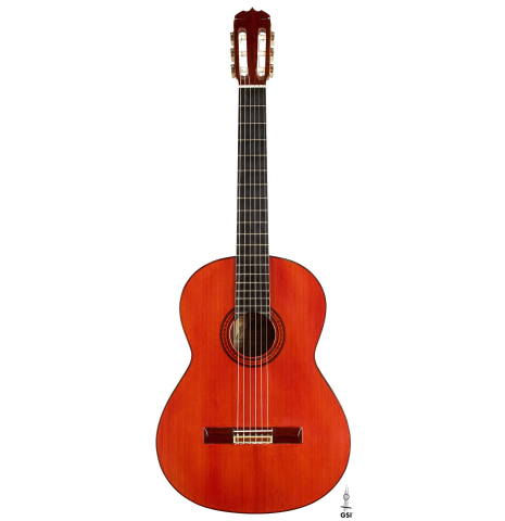 The front of a 1969 Jose Ramirez "1a AM" CD/IN classical guitar made by Antonio Martinez with cedar and Indian rosewood