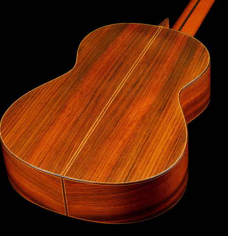 The back and sides of a 1990 Jose Ramirez "1a" (ex Gianvito Pulzone) classical guitar made of cedar and Indian rosewood
