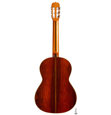 The back of a 1992 Jose Ramirez "1a Da Camara" classical guitar made of spruce and CSA rosewood