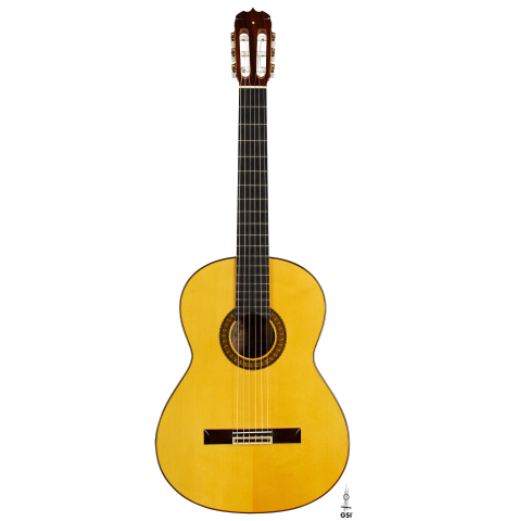 The front of a 1992 Jose Ramirez "1a Da Camara" classical guitar made of spruce and CSA rosewood