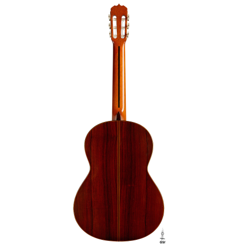 The back of a 1970 Jose Ramirez "1a" classical Spanish guitar made with cedar and CSA rosewood.