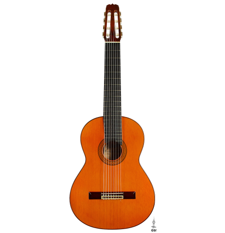 The front of a 1974 Jose Ramirez "1a 8-String" classical guitar made of cedar and CSA rosewood