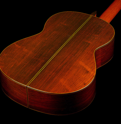 The back and sides of a 1963 Jose Ramirez "1a AM" classical guitar made of spruce and CSA rosewood by Antonio Martinez.