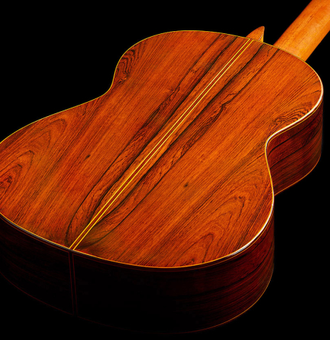 The back and sides of a 1966 Jose Ramirez "1a AM" classical guitar made of cedar and CSA rosewood by Antonio Martinez.