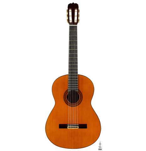 The front of a 1969 Jose Ramirez "1a MT" classical guitar made of cedar and CSA rosewood