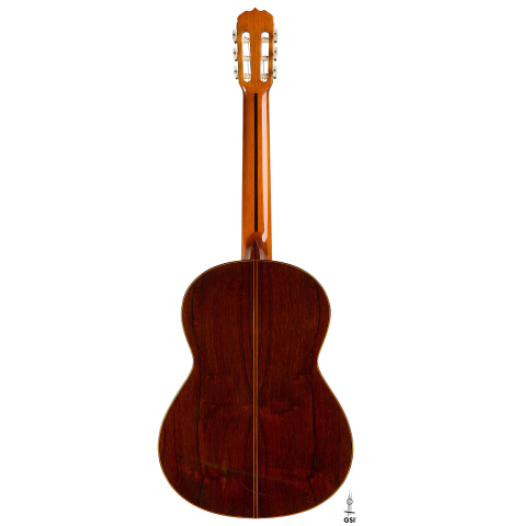The back of a 1968 Jose Ramirez "1a" classical Spanish guitar made with cedar and CSA rosewood.