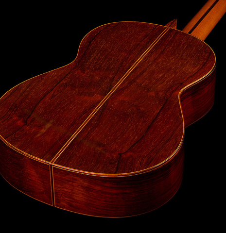 The back and sides of a 1968 Jose Ramirez "1a" classical Spanish guitar made with cedar and CSA rosewood.