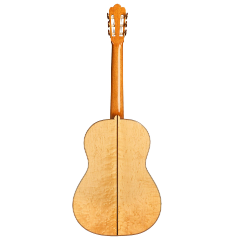 The back of a 2012 John Ray "1892 Torres" classical guitar made of spruce and maple