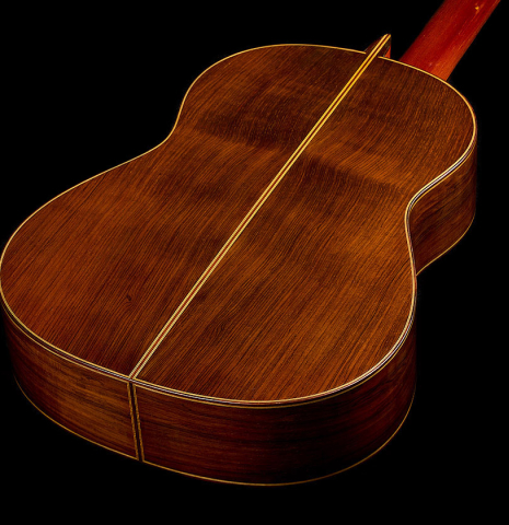 The back and sides of a 1996 Manuel Reyes classical guitar made of cedar and CSA rosewood