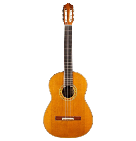 The front of a 1995 Miguel Rodriguez "Centenario" previously owned by Angel Romero.