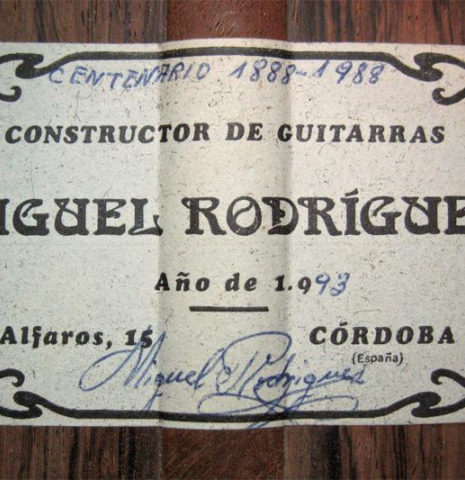 1993 Miguel Rodriguez "Centenario" SP/CSAR