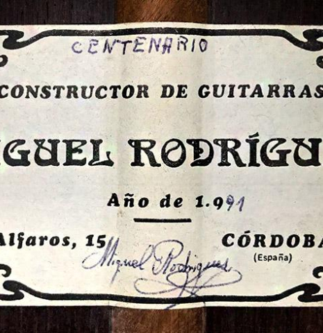 1991 Miguel Rodriguez &quot;Centenario&quot; SP/CSAR
