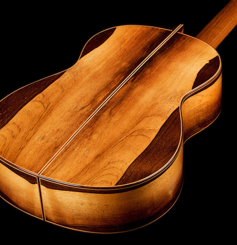 The back and lower bout of a 1976 Miguel Rodriguez &quot;Churchdoor&quot; (ex Angel Romero) made of cedar and CSA rosewood.