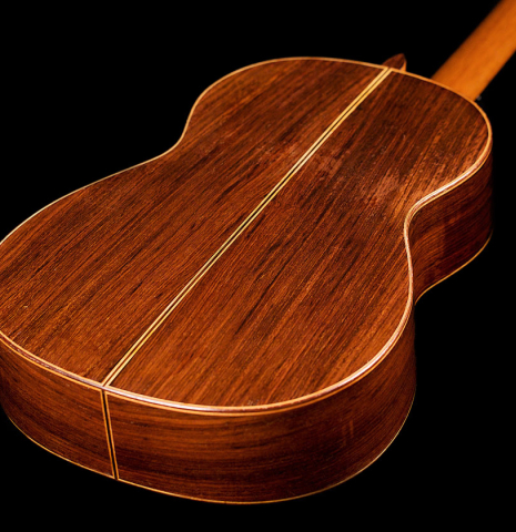 The Indian rosewood back and sides of a 1962 Miguel Rodriguez classical guitar
