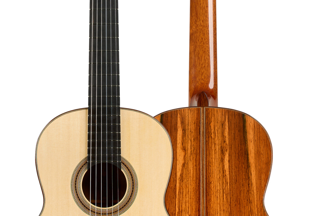 Front and back of a 2026 Jean-Noël Rohé classical guitar, spruce and CSA rosewood