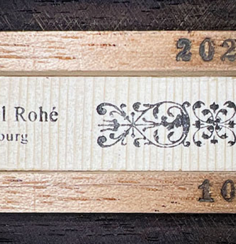 This is the label of a 2022 Jean-Noel Rohe classical guitar made with cedar and CSA rosewood back and sides