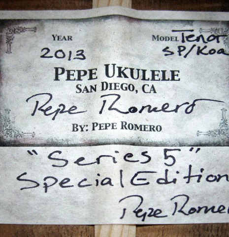 2013 Pepe Romero "Series 5 Ukulele" SP/KO