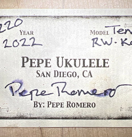 2022 Pepe Romero "Tenor Ukulele" RW/KO