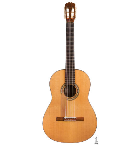 The front of a 2011 Pepe Romero (ex Angel Romero) classical guitar made of cedar and African rosewood
