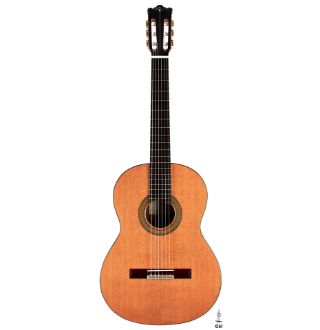The front of a 2001 Ignacio Rozas classical guitar made of cedar and CSA rosewood