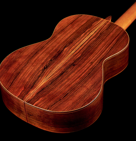Back and sides of a 1990 Ignacio Rozas "Double Top" classical guitar made of spruce and CSA rosewood