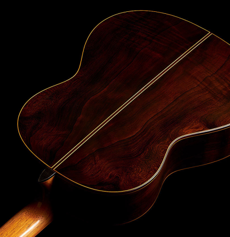 The back, sides and heel of a 2008 Ignacio Rozas "640" classical guitar made of cedar and CSA rosewood