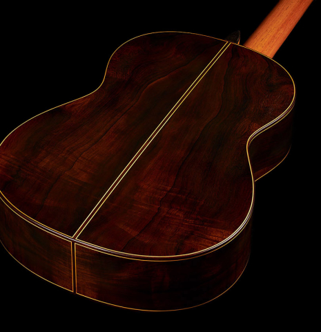 The back, sides and foot of a 2008 Ignacio Rozas "640" classical guitar made of cedar and CSA rosewood