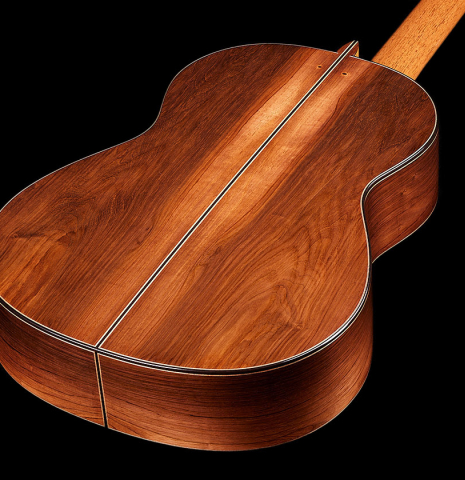 The back and sides of a 2024 Jochen Rothel classical guitar made with spruce top and CSA rosewood back and sides