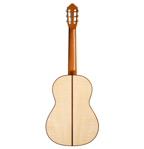 The back of a 2007 Jochen Rothel classical guitar made of spruce and maple
