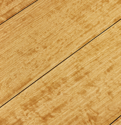 The back center strips of a 2025 Jochen Rothel classical guitar made of cedar and satinwood