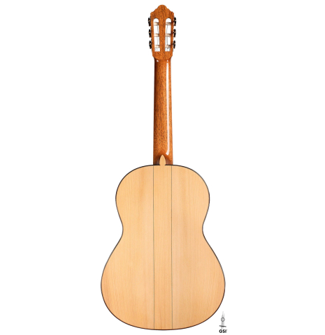 The back of a 2019 Jochen Rothel classical guitar made of cedar and cypress