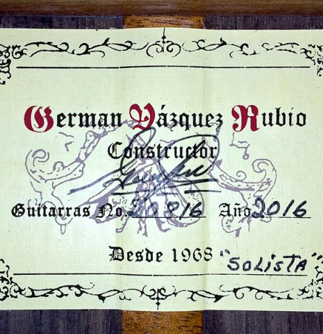 2016 German Vazquez Rubio "Solista" SP/IN