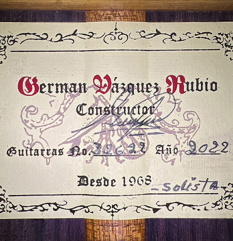 2022 German Vazquez Rubio "Solista" SP/IN