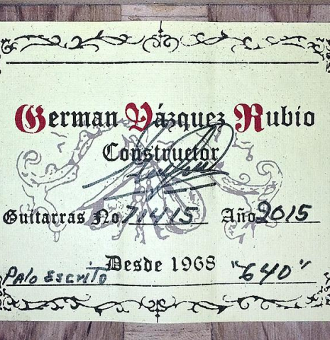 2015 German Vazquez Rubio "Estudio 640" CD/PE