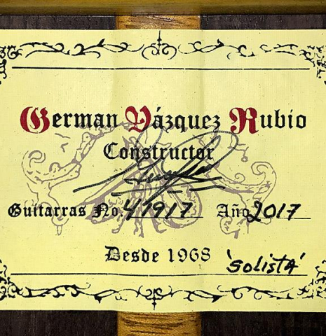 2017 German Vazquez Rubio "Solista" CD/IN