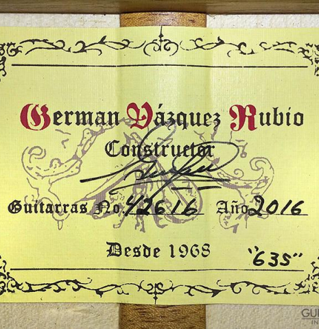 2016 German Vazquez Rubio "Concert 635" SP/MP